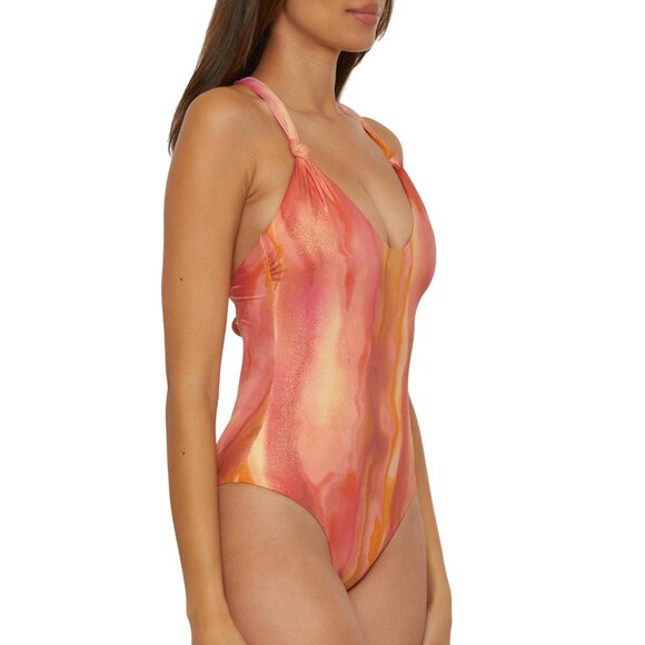 NWT Becca Womens Standard Solar Energy One Piece Swimsuit 311057 Multi Pink M - Picture 2 of 8